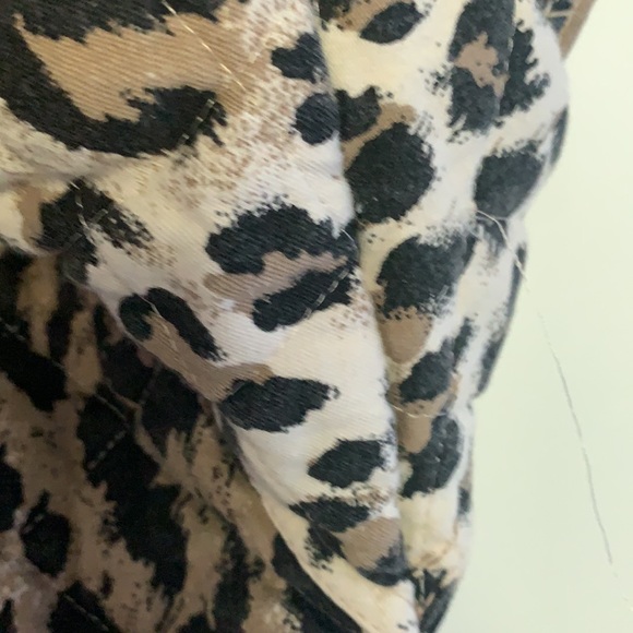 Vintage Gene Ewing BIS Wrinkled Rich Denim Quilted Leopard Print Coat Size Small - Picture 8 of 16